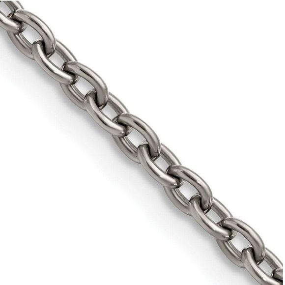 3.5mm Dark Gray Titanium Classic Polished Cable Chain Necklace 22 In